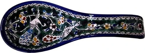 Armenian Hand Painted Cooking Spoon Rest/Ladle Holder - Large With Deep Round Cup Part - Asfour Outlet Trademark (Blue Flowers 8.5 Inches) 10 Armenian Hand Painted Cooking Spoon Rest/Ladle Holder - Large With Deep Round Cup Part - Asfour Outlet Trademark (Blue Flowers 8.5 Inches) - Image 8