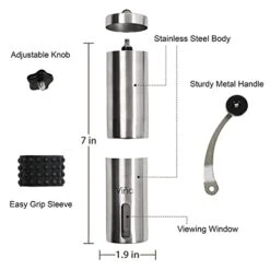 Manual Coffee Grinder, Adjustable Ceramic Burr Premium Stainless Steel Portable Mill With Milk Foam Maker Wand Storage Bag And Coffee Spoon For Travel, Gifts For Coffee Lovers 9 Manual Coffee Grinder, Adjustable Ceramic Burr Premium Stainless Steel Portable Mill With Milk Foam Maker Wand Storage Bag And Coffee Spoon For Travel, Gifts For Coffee Lovers -KitchenAid Shop 41EnwgxzBFL
