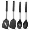 Silicone Cooking Spatulas And Spoons, 4 Pack Heat Resistant Silicone Cooking Utensils Set, Non Stick Large Kitchen Silicone Spatula And Spoons For Cooking, Mixing, Serving, Draining, Black -KitchenAid Shop 41EoXYvQKDL
