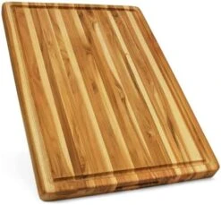 Teak Wood Cutting Board With Juice Groove Hand Grip, Large Wooden Cutting Boards For Kitchen, Chopping Board Wood, Mothers Day Gifts, 1 Year Manufactuer Warranty (L, 22"L X 16"W X 1.25"Th) -KitchenAid Shop 41ErsVJKqDL. AC