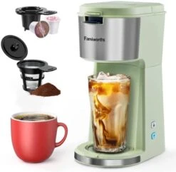 Iced Coffee Maker, Hot And Cold Coffee Maker Single Serve For K Cup And Ground, With Descaling Reminder And Self Cleaning, Iced Coffee Machine For Home, Office And RV 19 Iced Coffee Maker, Hot And Cold Coffee Maker Single Serve For K Cup And Ground, With Descaling Reminder And Self Cleaning, Iced Coffee Machine For Home, Office And RV -KitchenAid Shop 41EuFvOTLuL. AC