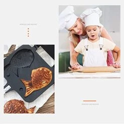 Fish-Shaped Waffle Making Pan Household Aluminum Non-Stick Fish-Shaped Cake Bakeware Fish-Shaped Bakeware Non-Stick Waffle Pan Double-Layer Grilled Fish Cakes Double-Sided Pot With Open Flame Heating -KitchenAid Shop 41F2KTyvEtL