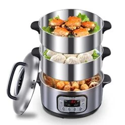 ZGJHFF Electric Steamer 3-layer High Capacity Multi-function Stainless Steel Steam Cooker Food Steamer Pot