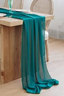 ONATIA 11Ft Teal Blue Chiffon Table Runner 29 X 130 Inches For Romantic Wedding Party Bridal Shower Decorations -KitchenAid Shop 41F75oxERWL. AC
