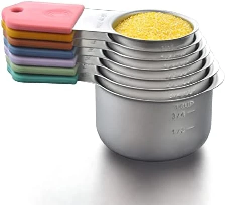 Agnetic Measuring Cups Set, 7 Pieces 18/8 Stainless Steel Stackable Nesting Heavy Duty Metal Measure Cups, Color Silicone Handle Kitchen Tools For Dry And Liquid Ingredients Colorful 9 Agnetic Measuring Cups Set, 7 Pieces 18/8 Stainless Steel Stackable Nesting Heavy Duty Metal Measure Cups, Color Silicone Handle Kitchen Tools For Dry And Liquid Ingredients Colorful - Image 7