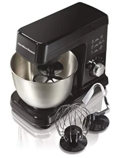 Hamilton Beach 6 Speed Electric Stand Mixer With Stainless Steel 3.5 Quart Bowl, Planetary Mixing, Tilt-Up Head (63325), 300 Watt Motor, Black