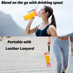 20 Oz Portable Blender USB Rechargeable, Supkitdin Waterproof Personal Blender For Shakes And Smoothies, With 6 Ultra-sharp Blades For Travel, Office & Sports (Red Pink) -KitchenAid Shop 41FP0F4i1LL