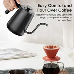 Electric Gooseneck Kettle With Base, Precise And AdjustableTemperature Control, Pour Over Kettle, 0.8L Stainless Steel Kettle,1300W Rapid Heating, Auto Shut-off, Boil-dry Protection, Black，ideal Gift -KitchenAid Shop 41FQIVuuf4L