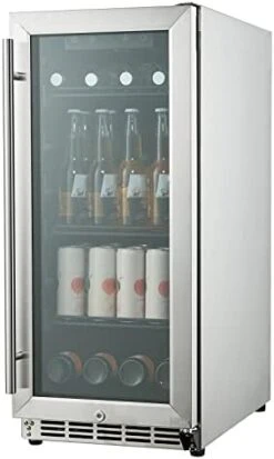3.18 Cu. Ft. 15 Inch 90 Can Commercial Grade Built-in Indoor/Outdoor Beverage Fridge With Stainless Steel Door For Soda And Beer, Chills Drinks With 3 Shelves -KitchenAid Shop 41FYwQMgXYL. AC