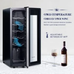 Mini Fridge Compressor Cooler, 12 Bottles Wine Refrigerator, Freestanding Wine Cellar 41F-64F One Touch Temperature Control, For Home, Office Or Bar. -KitchenAid Shop 41FaRRsDyQL