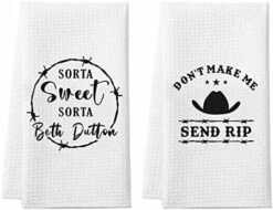 Yellowstone Merchandise, Sorta Sweet Sorta Beth Dutton TV Show Gifts, 2 Pack Yellowstone Kitchen Towels, Absorbent Waffle Weave Dish Towel, Don't Make Me Send Rip Novelty Hand Towel Gifts -KitchenAid Shop 41FgYzQtWFL. AC