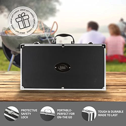 BBQ Grill Accessories, Heavy Duty Stainless Steel Grill Set With Aluminum Case And Apron, Grill Tools And Utensils Set For Outdoor Grill, Grilling Gifts For Men, Father, Husband, Women, Dad 6 BBQ Grill Accessories, Heavy Duty Stainless Steel Grill Set With Aluminum Case And Apron, Grill Tools And Utensils Set For Outdoor Grill, Grilling Gifts For Men, Father, Husband, Women, Dad - Image 4