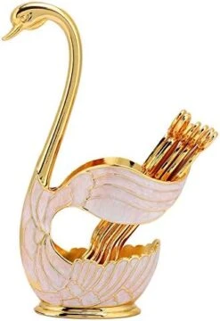 6Pcs Coffee Dessert Spoon Set, Decorative Swan Base Dinnerware Set Metal Fruit Scoop Latte Spoons Cake Coffee Teaspoons For Coffee Dessert Stirring Sugar Ice Cream Salad Cake (Golden White) 14 6Pcs Coffee Dessert Spoon Set, Decorative Swan Base Dinnerware Set Metal Fruit Scoop Latte Spoons Cake Coffee Teaspoons For Coffee Dessert Stirring Sugar Ice Cream Salad Cake (Golden White) -KitchenAid Shop 41G lrkKkaL. AC