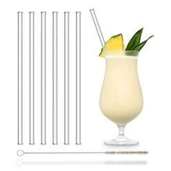 ALM Glass Straws - 6x 9 Inch Reusable Drinking Straws + Plastic-Free Cleaning Brush - Made In Germany - Dishwasher Safe - Eco-Friendly - Straight - Perfect For Smoothies, Cocktails