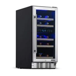 15" Wine Cooler Refrigerator | 29 Bottle Capacity | Fridge Built-in Or Free Standing | Dual Zone Wine Fridge With Removable Beech Wood Shelves In Stainless Steel NWC029SS01