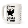 Mothman Believes In You White 15 Ounce Ceramic Coffee Mug