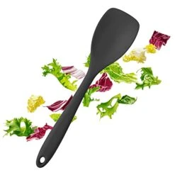 Basics Silicone Spatula Spoon (Spoonula) - Spatulas Silicone Heat Resistant To 480°F - Hygienic One Piece Rubber Spatula Spoon Design - Spoon Spatulas For Nonstick Cookware (Gray Black)