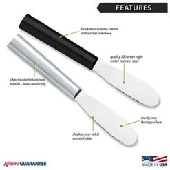 Ada Cutlery Spreader Knife – Stainless Steel Serrated Blade And Black Steel Resin Handle Made In The USA -KitchenAid Shop 41GYOutCZ5L