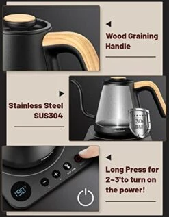 Electric Gooseneck Kettle With Variable Temperature Control, Pour Over Kettle For Coffee And Tea, Electric Kettle 1200 Watt, 0.8L (Black) -KitchenAid Shop 41GaSsWzMwL