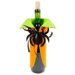 E-Living Halloween Wine Bottle Covers, Orange & Green Spider Cape W/Black Witch Outfit -KitchenAid Shop 41GlWvQ7JtL