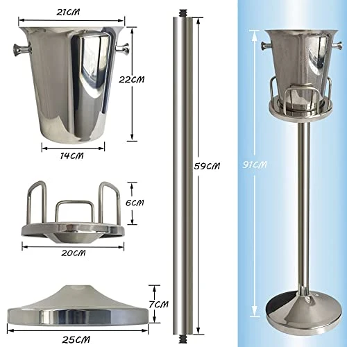 Champagne Ice Bucket With Stand,Wine Ice Bucket With Stand 201 Stainless Steel 5L Standing Ice Bucket 12Lb Hammered Tall Ice Bucket Stand For Party Bar Ktv Wedding Club Bbq Home (3Ft,Silver) 7 Champagne Ice Bucket With Stand,Wine Ice Bucket With Stand 201 Stainless Steel 5L Standing Ice Bucket 12Lb Hammered Tall Ice Bucket Stand For Party Bar Ktv Wedding Club Bbq Home (3Ft,Silver) - Image 5