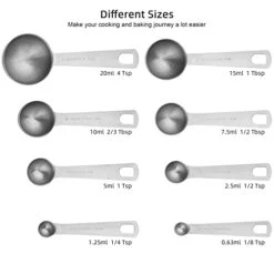 Measuring Cups And Spoons Set Of 15 Pcs, 7 Stainless Steel Stackable Heavy Measuring Cups, 8 Measuring Spoons, Metal Measuring Spoons And Cups For Dry Or Wet Ingredients During Baking. -KitchenAid Shop 41GvgautwBL
