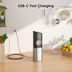Gravity Electric Salt Or Pepper Grinder, Lynker Stainless Steel Automatic Salt Or Pepper Mill Grinder With Adjustable Coarseness, USB Charging Cable, Led Light, Dustproof Cover And One Hand Operation 12 Gravity Electric Salt Or Pepper Grinder, Lynker Stainless Steel Automatic Salt Or Pepper Mill Grinder With Adjustable Coarseness, USB Charging Cable, Led Light, Dustproof Cover And One Hand Operation -KitchenAid Shop 41HAyMSRC5L