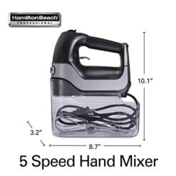 5-Speed Electric Hand Mixer With High-Performance DC Motor, Slow Start, Snap-On Storage Case, Stainless Steel Beaters & Whisk, Black (62651) -KitchenAid Shop 41HKC5H6swL