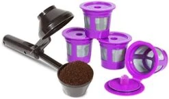 2-Item Bundle: 4-Pack Cafe Save Reusable K Cup Coffee Filters + EZ-Scoop 2 Tbsp Coffee Scoop With Integrated Funnel, Refillable Coffee Pod Capsule For Use With Keurig & Select Single Cup Coffee Maker -KitchenAid Shop 41HMru3h 3L. AC