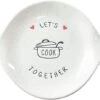 Gifts For Couples - Kitchen Spoon Rest For Home Cook - Let’s Cook Together - White Ceramic Utensil Holder For Double Spoons