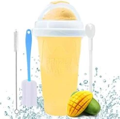 Slushy Cup - Tik Tok Magic Quick Frozen Smoothie Cup, Double Layer DIY Homemade Slushy Maker Cup, Food Grade Silicone Slushie Maker Cup With Spoon & Cleaning Brush For Kids, Birthday Gift - Blue -KitchenAid Shop 41HSjDQ9EL. AC