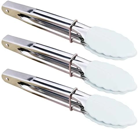 Mini Tongs With Silicone Tips 7-Inch Small Serving Tongs, Set Of 3 (Black White Gray) 8 Mini Tongs With Silicone Tips 7-Inch Small Serving Tongs, Set Of 3 (Black White Gray) - Image 6