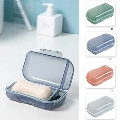 Soap Box Travel Soap Box With Lid Dormitory Bathhouse Sealed Portable Soap Box Soap Dishes Multi-Function Storage Box Bathroom (Color : Pink) -KitchenAid Shop 41HeS025JWL