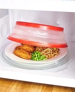 Microwave Cover For Food,Collapsible Microwave Splatter Cove,Fruit Drainer Basket,BPA-Free Silicone & Plastic And Dishwasher Safe 10.5 Inch (RED)… -KitchenAid Shop 41Hep8xnLNL