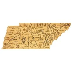 Destination Tennessee State Shaped Serving And Cutting Board, Includes Hang Tie For Wall Display