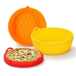 7.5" Air Fryer Silicone Baking Set 3 Pcs, Reusable Baking Tray Air Fryer Liners 1.4L, Air Fryer Oven Kitchen Accessories, Food Grade Safety Non-Stick