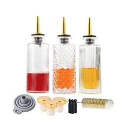 Yrup Dispenser Bottles Set 3 Packs 5 OZ Simple Small Syrup Bottles Set With Upgrade Metal Pour Spout SC057 (3 Pack)