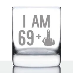 59 + 1 Middle Finger - Funny 60th Birthday Whiskey Rocks Glass Gifts For Men & Women Turning 60 - Fun Whisky Drinking Tumbler -KitchenAid Shop 41HsYDi8KL