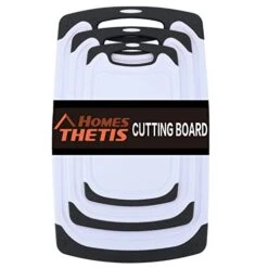 Cutting Board Set Of 3 - THETIS Chopping Boards With Deep Juice Grooves, Rubber Handle, Non-Slip Feet, Kitchen Thicker Boards For Vegetable & Fruit, Meat, Dishwasher Safe - Black -KitchenAid Shop 41HvQcuYzfL