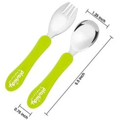 PLASKIDY Toddler Utensils Set Of 8 Kids Utensils Forks And Spoons - BPA Free/Dishwasher Safe Toddlers Silverware Stainless Steel With Silicone Handle's Children's Safe Flatware Cutlery Set -KitchenAid Shop 41I3d2rkFIL