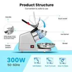 VIVOHOME Electric Dual Blades Ice Crusher Shaver Snow Cone Maker Machine Silver 143lbs/hr With Ice Pick For Home And Commercial Use -KitchenAid Shop 41I3psXMPkL