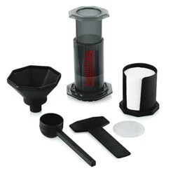 Coffee Press Percolator With Metal And 500 Paper Filters (Black)