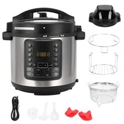 Air Fryer, Electric Hot Air Fryers Oilless Cooker With 24‑Hour Presets, 2-In-1 Multifunction Pressure Cooker Electric Cooker, Digital LCD Display Touch Screen, Nonstick Basket, 1500W
