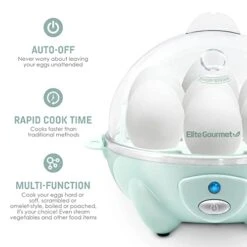 C007M# Rapid Egg Cooker, 7 Easy-To-Peel, Hard, Medium, Soft Boiled Eggs, Poacher, Omelet Maker, Auto Shut-Off, Alarm, 16-Recipe Booklet, Mint -KitchenAid Shop 41Il3xDMtWL