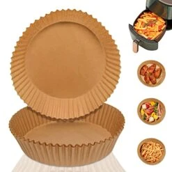 Air Fryer Disposable Paper Liner 100 PCS, Air Fryer Liners Round, Parchment Paper For Air Fryer, Non-Stick, Oil-Proof, Microwave,Air Fryer And Other Parchment Tools (6.3 Inch)