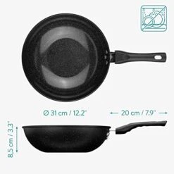 Non Stick Wok - 12.2" Wok Pan For All Stovetop Types - Black Flat Bottom Wok W/Anti Stick Coating For Gas Electric Ceramic Induction Cooktops -KitchenAid Shop 41Is0OBLTXL