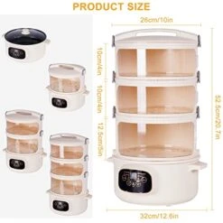 Electric Food Steamer, 3-Tiered Vegetable Steamer Stackable Baskets With Timer And Heat Preservation, BPA-Free, 1000W Fast Steaming Ideal For Vegetable Rice And Fish, 12.6×12.6×19.7'' -KitchenAid Shop 41Ixja1IbcL