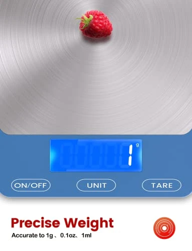 Food Scale -33lb Digital Kitchen Scale For Food Ounces Grams Rechargeable 304 Stainless Steel,Batteries And Type-C Charging | Perfect For Meal Prep, Cooking, And Baking, Blue 4 Food Scale -33lb Digital Kitchen Scale For Food Ounces Grams Rechargeable 304 Stainless Steel,Batteries And Type-C Charging | Perfect For Meal Prep, Cooking, And Baking, Blue - Image 2