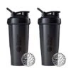 Classic Shaker Bottle Perfect For Protein Shakes And Pre Workout, 28-Ounce (2 Pack), All Black