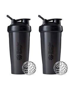 Classic Shaker Bottle Perfect For Protein Shakes And Pre Workout, 28-Ounce (2 Pack), All Black